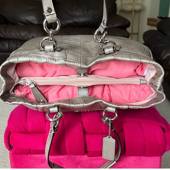 Coach Metallic Croc-Embossed Tote - Picture 14 of 16